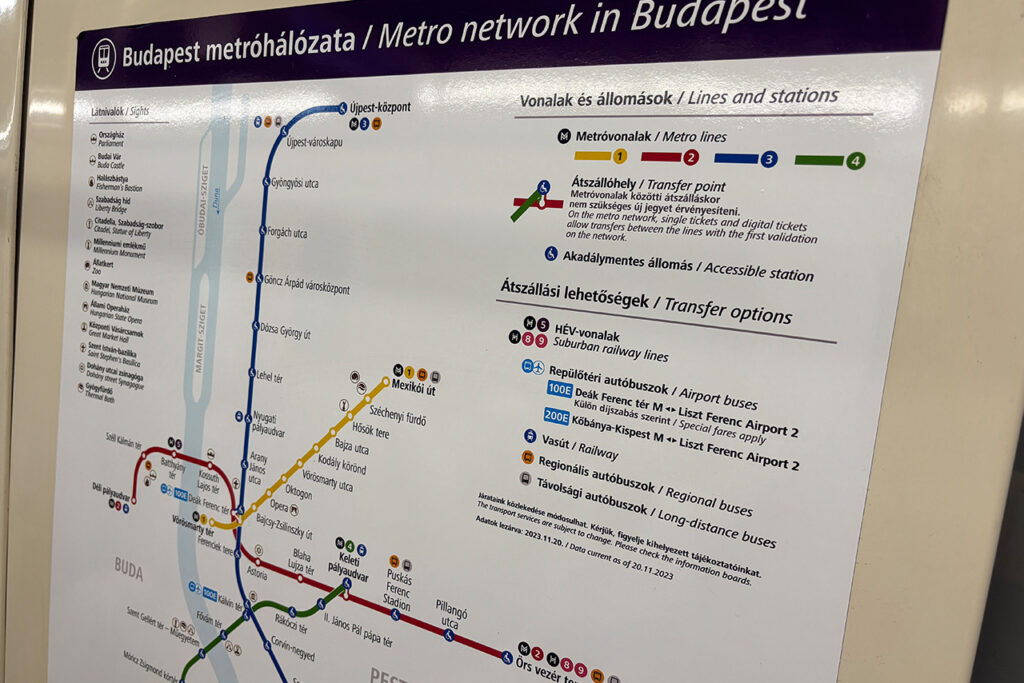 Schemat metra w Budapeszcie